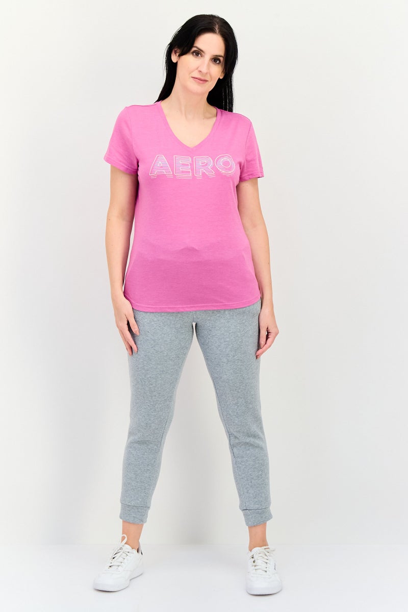 Aeropostale تي شيرت تدريب قصير الأكمام للنساء، بنفسجي - Image 4